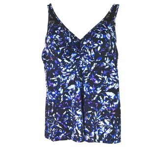 Swimsuits For All Tankini Top Womens 38DD Blue Purple Excellent Underwire Floral